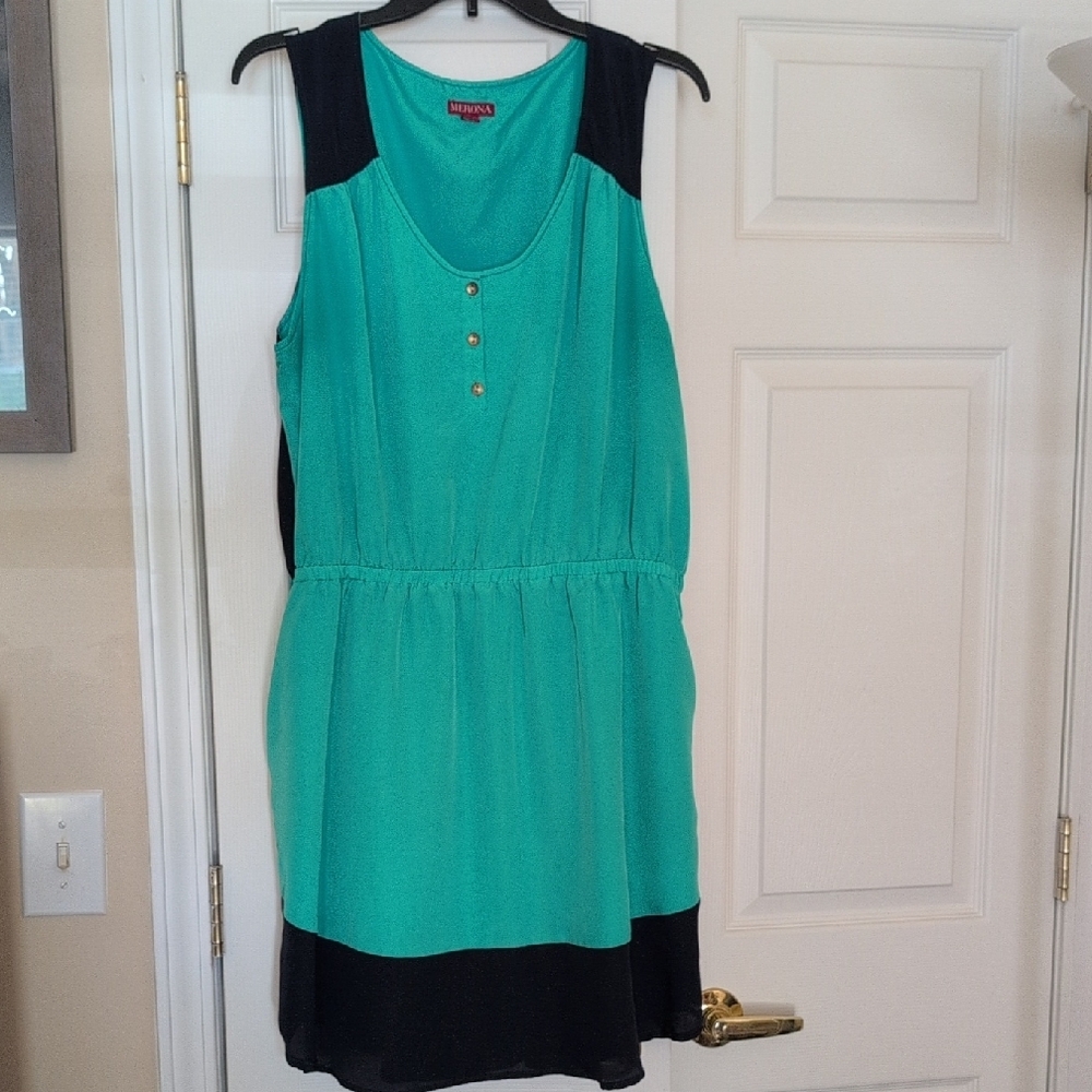 Merona Blue and Green Sleeveless Dress